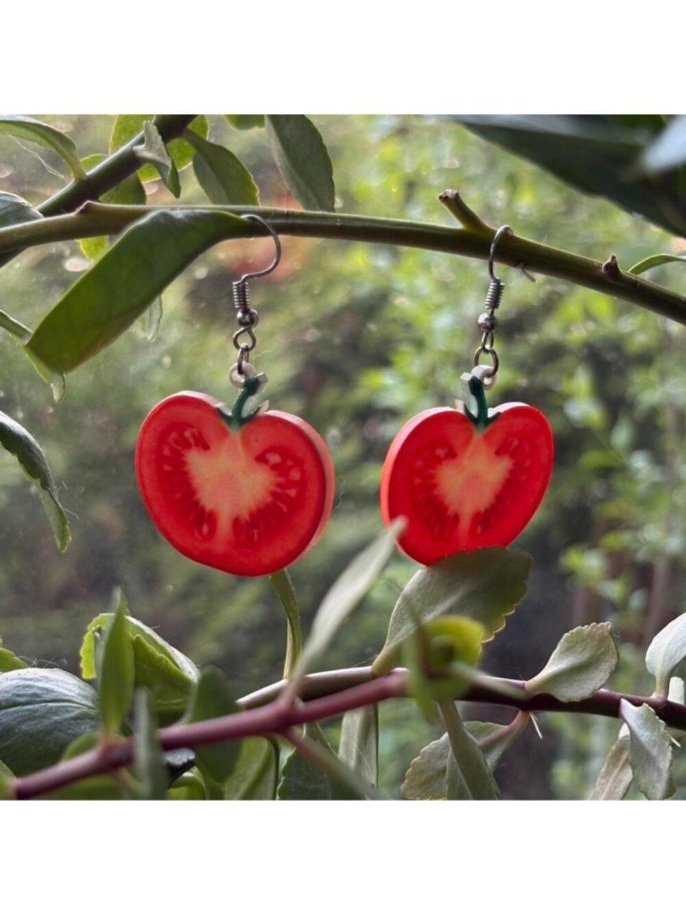 tomato slice dangle earrings